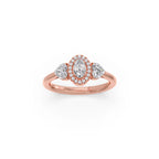White Gold Pear Cluster Diamond Ring – Triple Diamond Sparkle