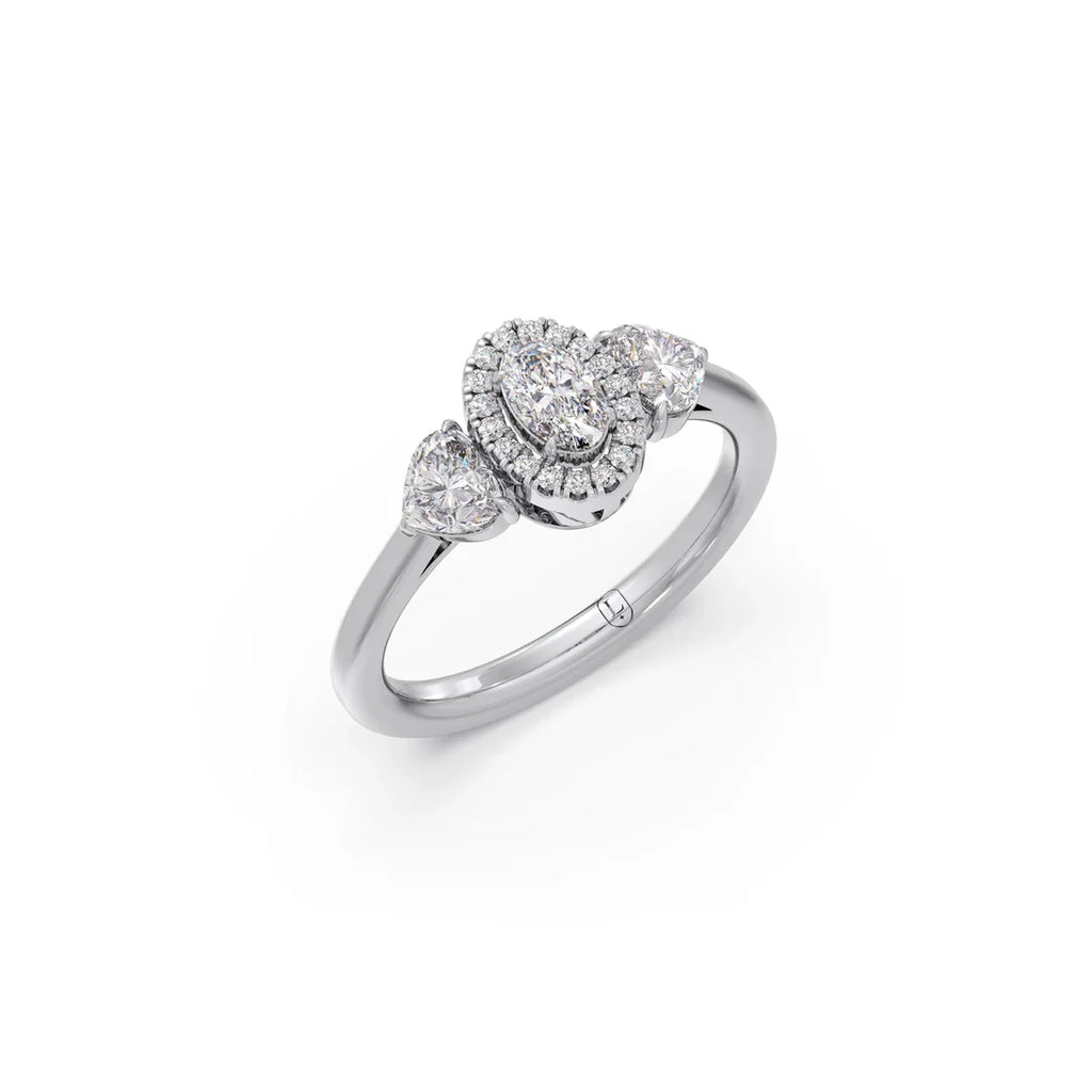 White Gold Pear Cluster Diamond Ring – Triple Diamond Sparkle