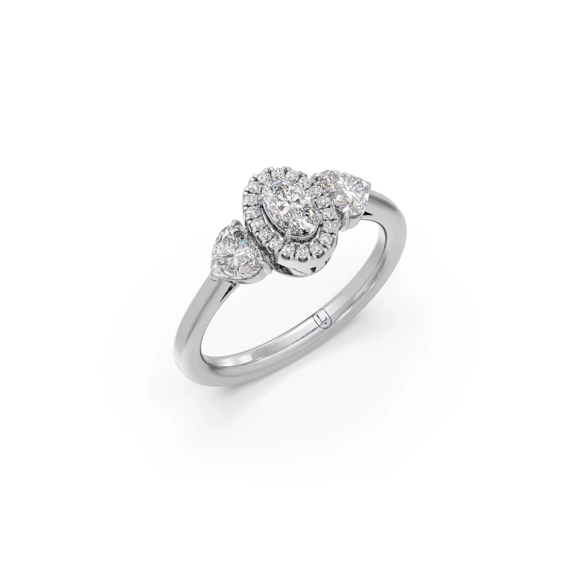 White Gold Pear Cluster Diamond Ring – Triple Diamond Sparkle