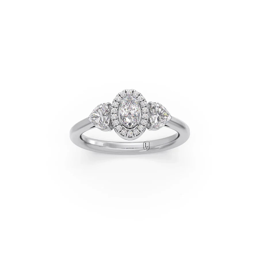 White Gold Pear Cluster Diamond Ring – Triple Diamond Sparkle