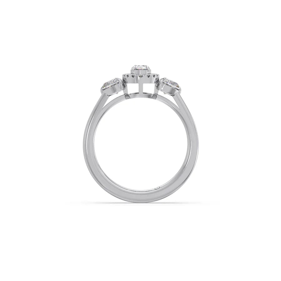 White Gold Pear Cluster Diamond Ring – Triple Diamond Sparkle