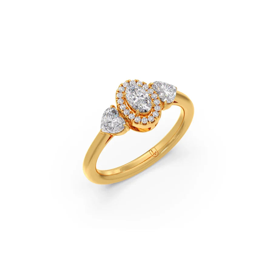 White Gold Pear Cluster Diamond Ring – Triple Diamond Sparkle