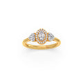 White Gold Pear Cluster Diamond Ring – Triple Diamond Sparkle