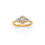 White Gold Pear Cluster Diamond Ring – Triple Diamond Sparkle