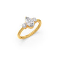 Three-Stone Diamond Ring in Yellow Gold – Pear-Shaped & Round Diamonds