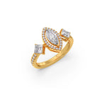 Marquise & Princess Diamond Ring in Yellow Gold – Elegant Designer Look