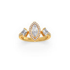Marquise & Princess Diamond Ring in Yellow Gold – Elegant Designer Look