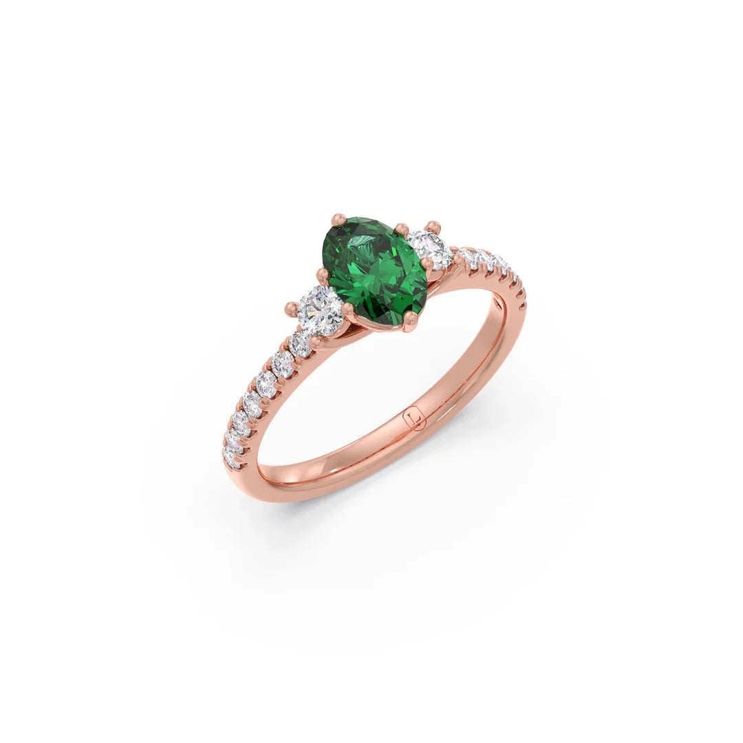 Green Sapphire and Diamond Ring in Yellow Gold | Elegant Engagement Ring