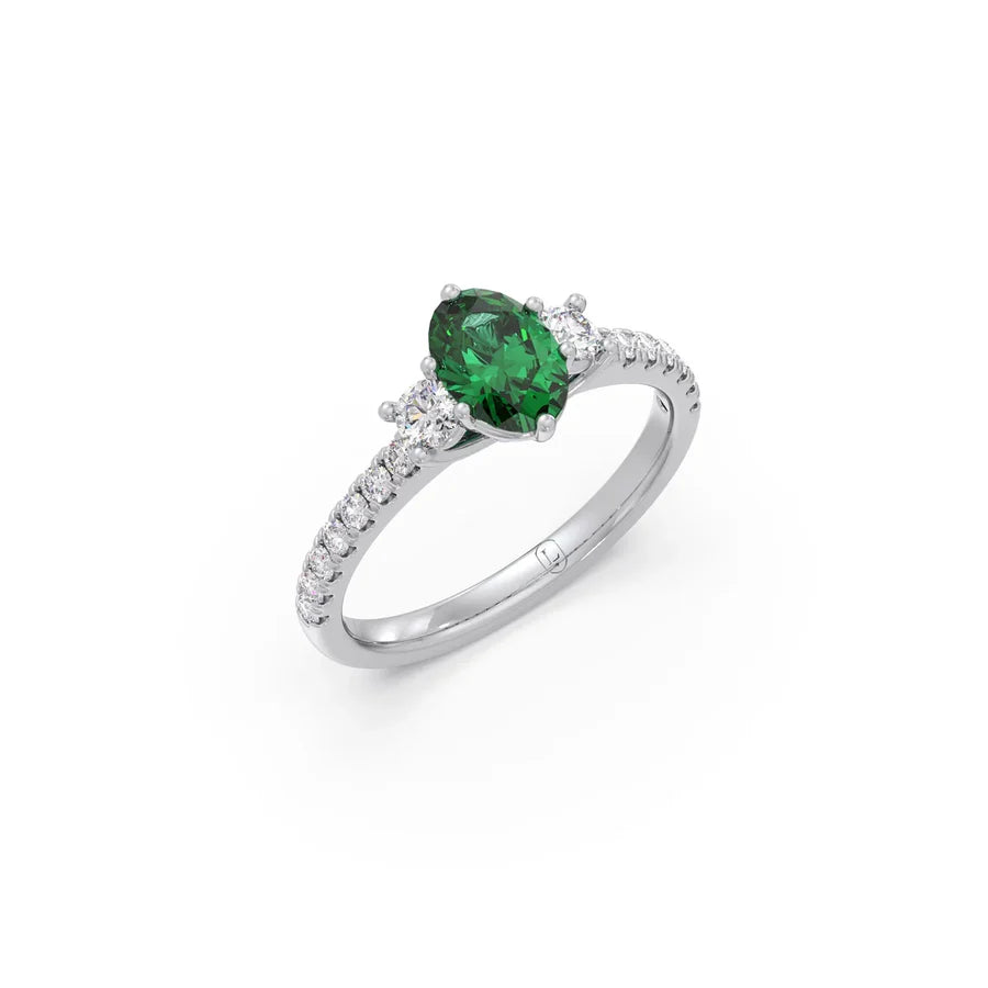 Green Sapphire and Diamond Ring in Yellow Gold | Elegant Engagement Ring