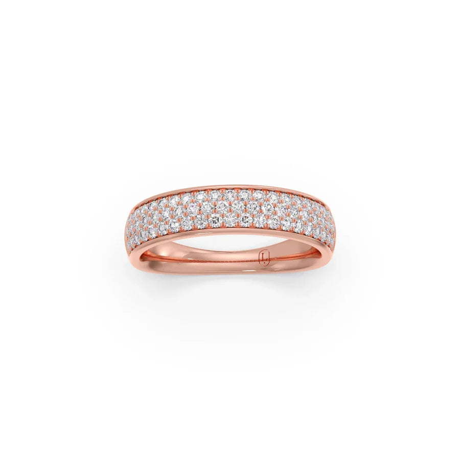 Triple Row Diamond Band Ring in Yellow Gold – Sparkling Eternity Style