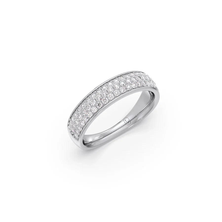 Triple Row Diamond Band Ring in Yellow Gold – Sparkling Eternity Style