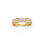 Triple Row Diamond Band Ring in Yellow Gold – Sparkling Eternity Style