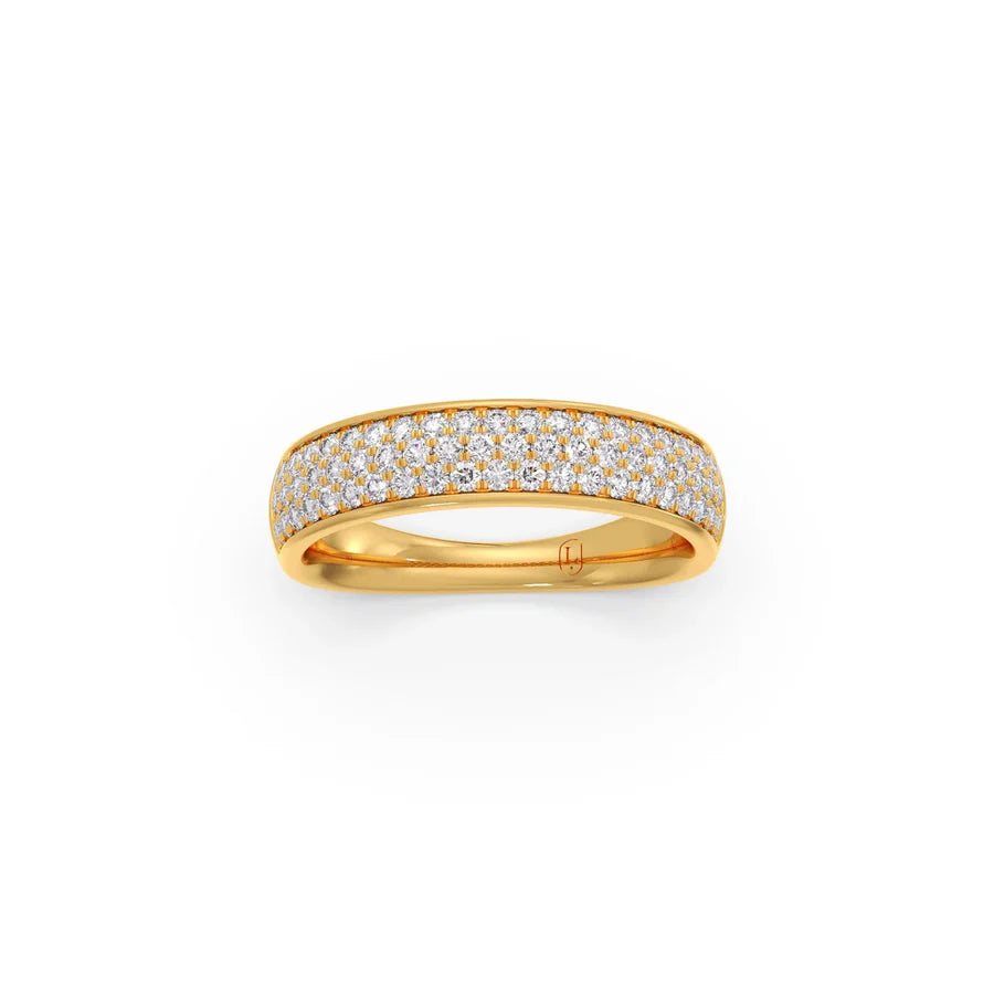 Triple Row Diamond Band Ring in Yellow Gold – Sparkling Eternity Style