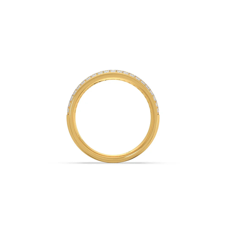 Triple Row Diamond Band Ring in Yellow Gold – Sparkling Eternity Style