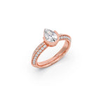 Pear Shaped Diamond Ring in Yellow Gold – Split Band with Halo Sparkle