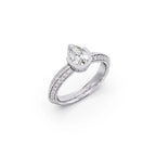 Pear Shaped Diamond Ring in Yellow Gold – Split Band with Halo Sparkle