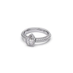 Pear Shaped Diamond Ring in Yellow Gold – Split Band with Halo Sparkle