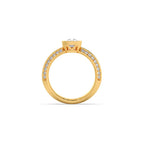 Pear Shaped Diamond Ring in Yellow Gold – Split Band with Halo Sparkle