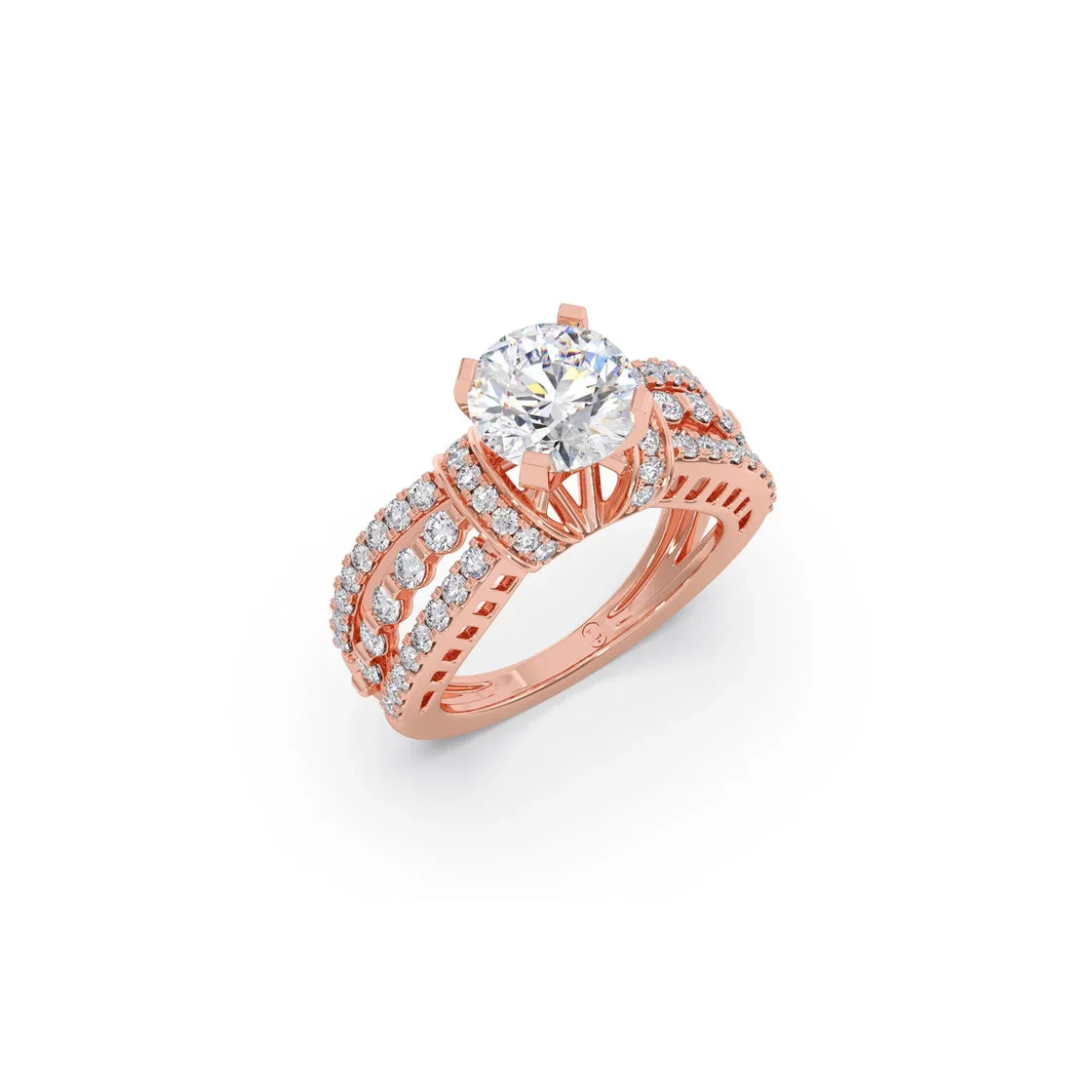 Diamond Engagement Ring – Yellow Gold with Intricate Design & Round Lab-Grown Diamond