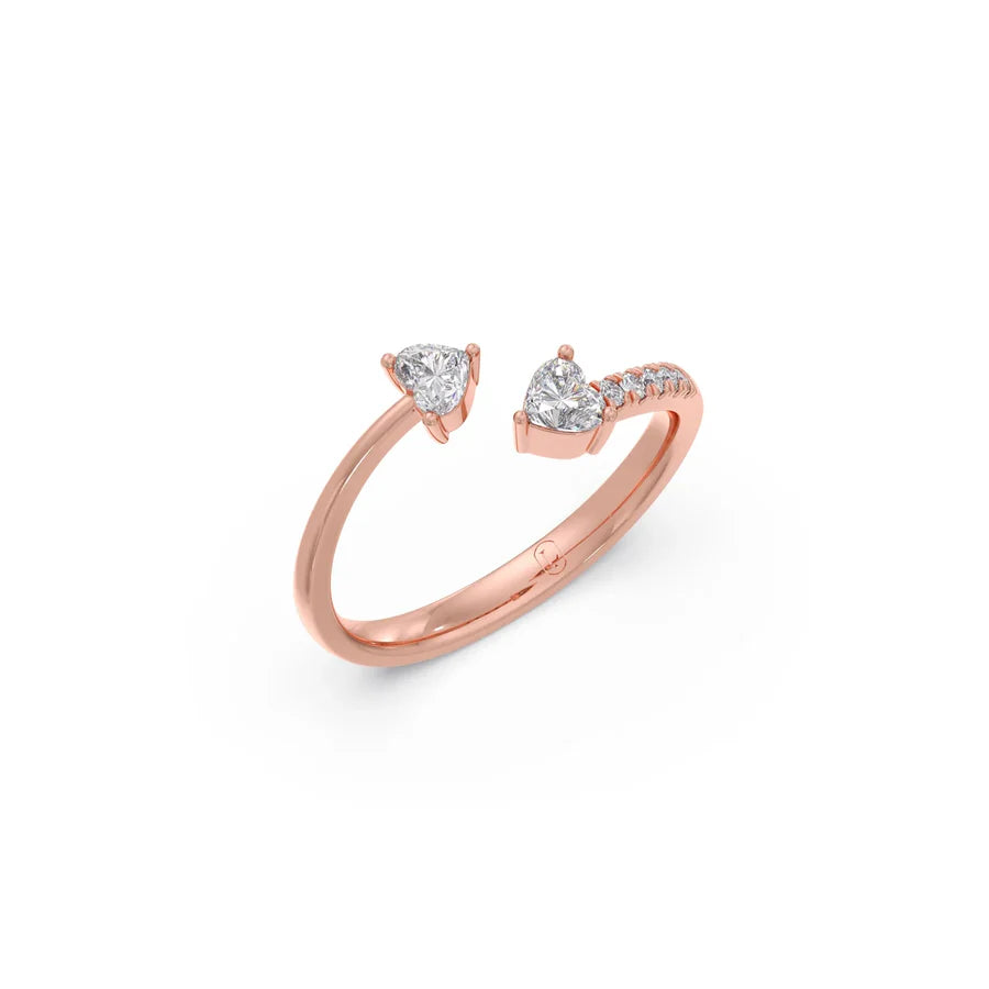 Open Heart Diamond Ring in White Gold – Romantic Minimal Style