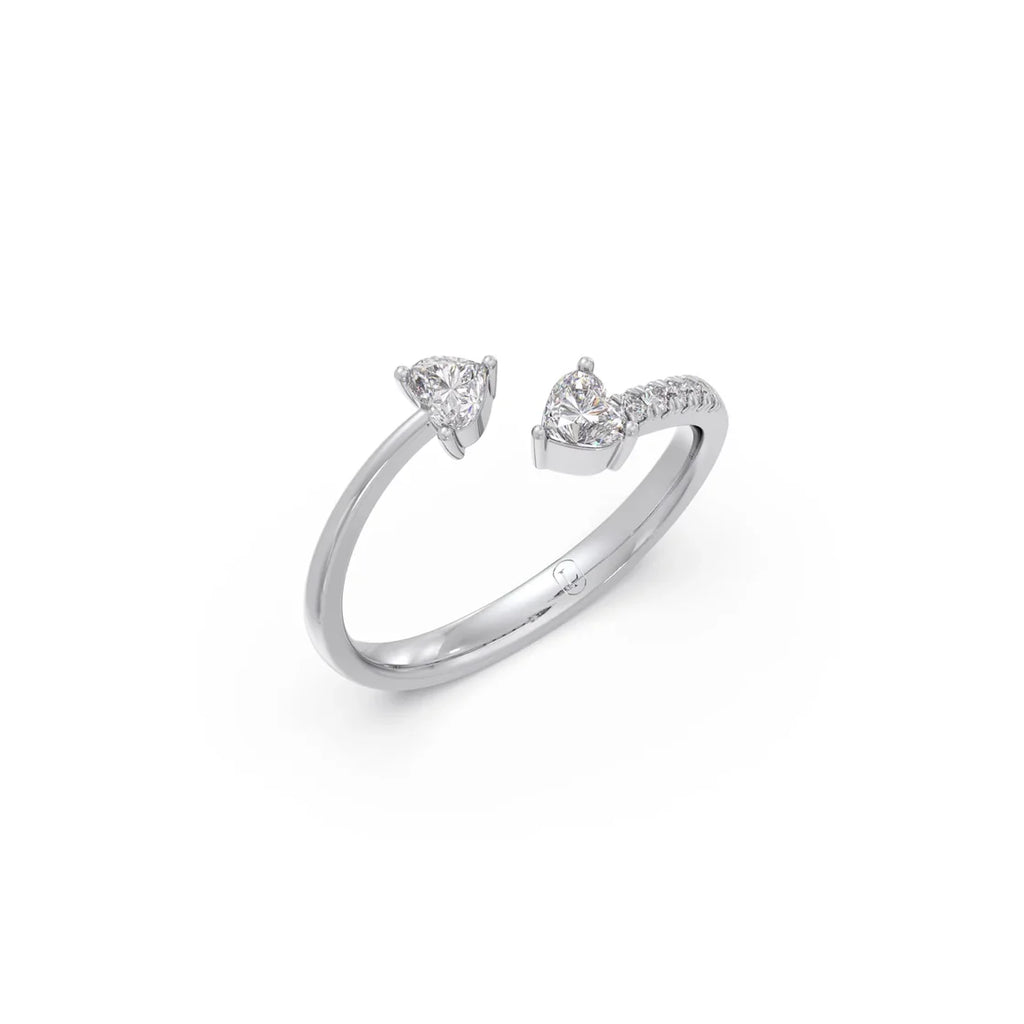 Open Heart Diamond Ring in White Gold – Romantic Minimal Style