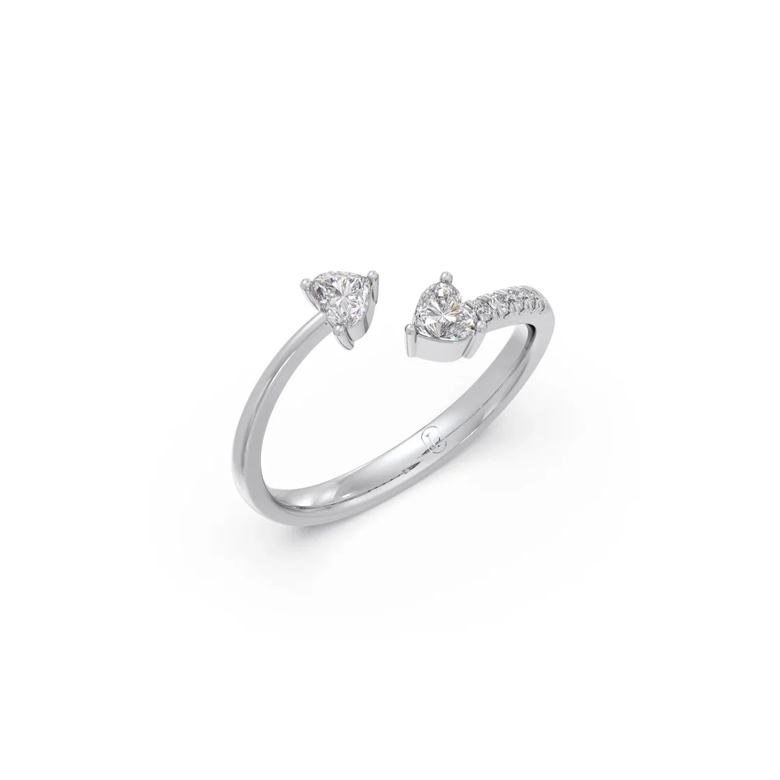 Open Heart Diamond Ring in White Gold – Romantic Minimal Style