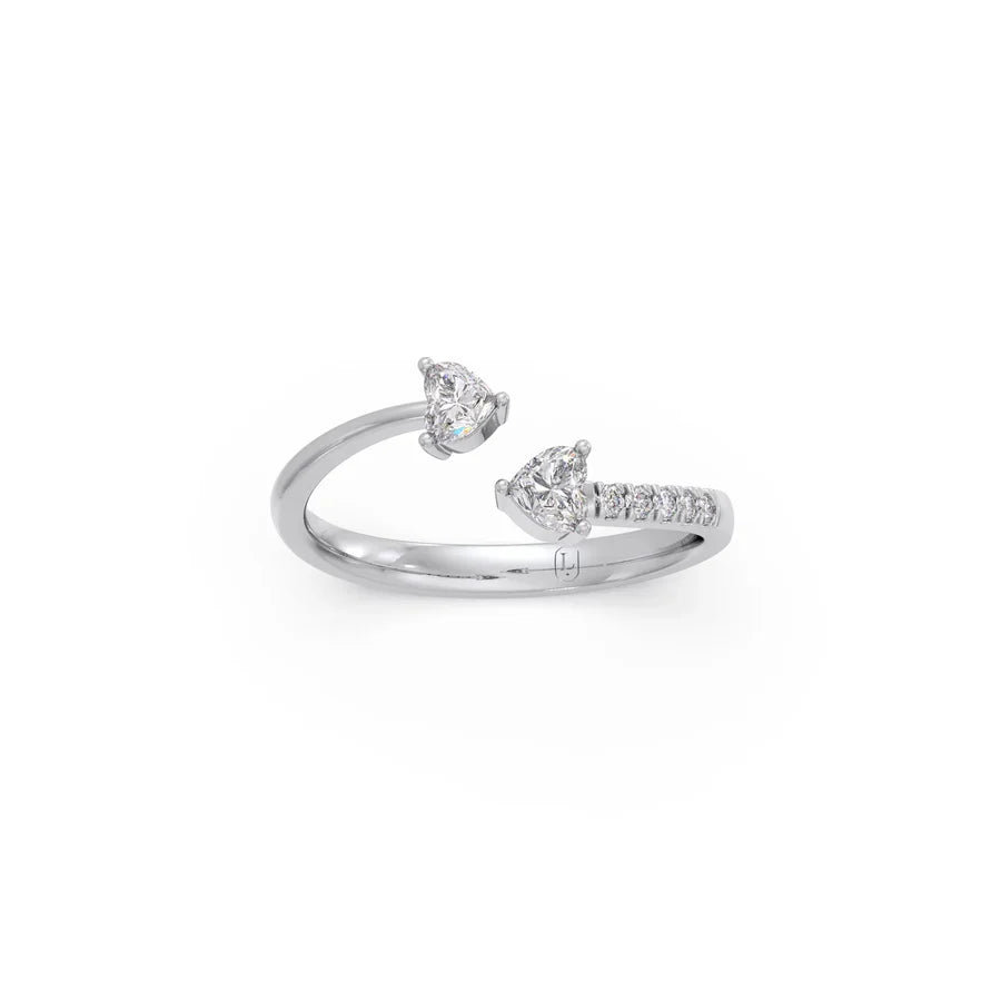 Open Heart Diamond Ring in White Gold – Romantic Minimal Style