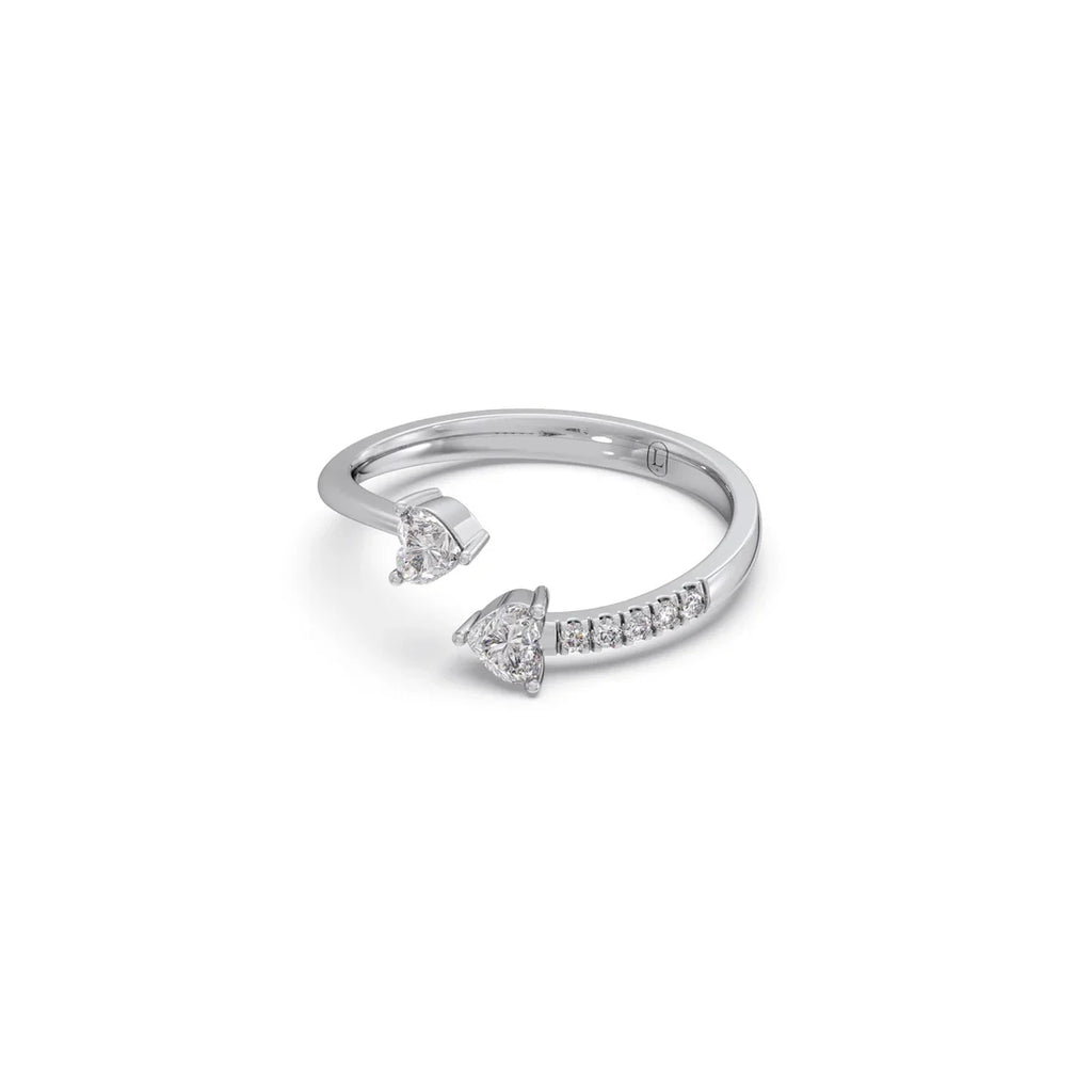 Open Heart Diamond Ring in White Gold – Romantic Minimal Style