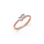 Double Emerald-Cut Diamond Ring in Yellow Gold – Dainty & Elegant Stackable Band