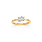 Double Emerald-Cut Diamond Ring in Yellow Gold – Dainty & Elegant Stackable Band