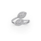 Double Marquise Halo Diamond Ring for Women – White Gold Open Ring Design