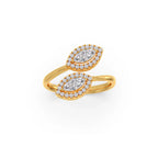 Double Marquise Halo Diamond Ring for Women – White Gold Open Ring Design