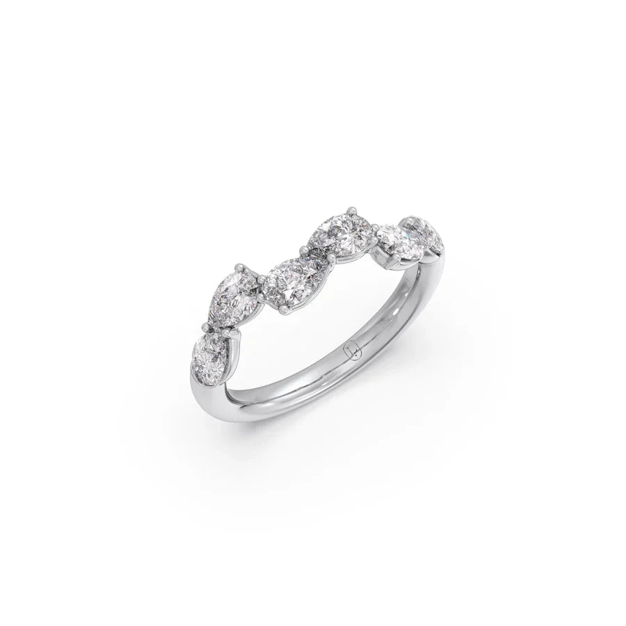 Pear & Oval Diamond Band Ring for Women – Elegant Gold Diamond Ring – Minimal & Sparkling Style
