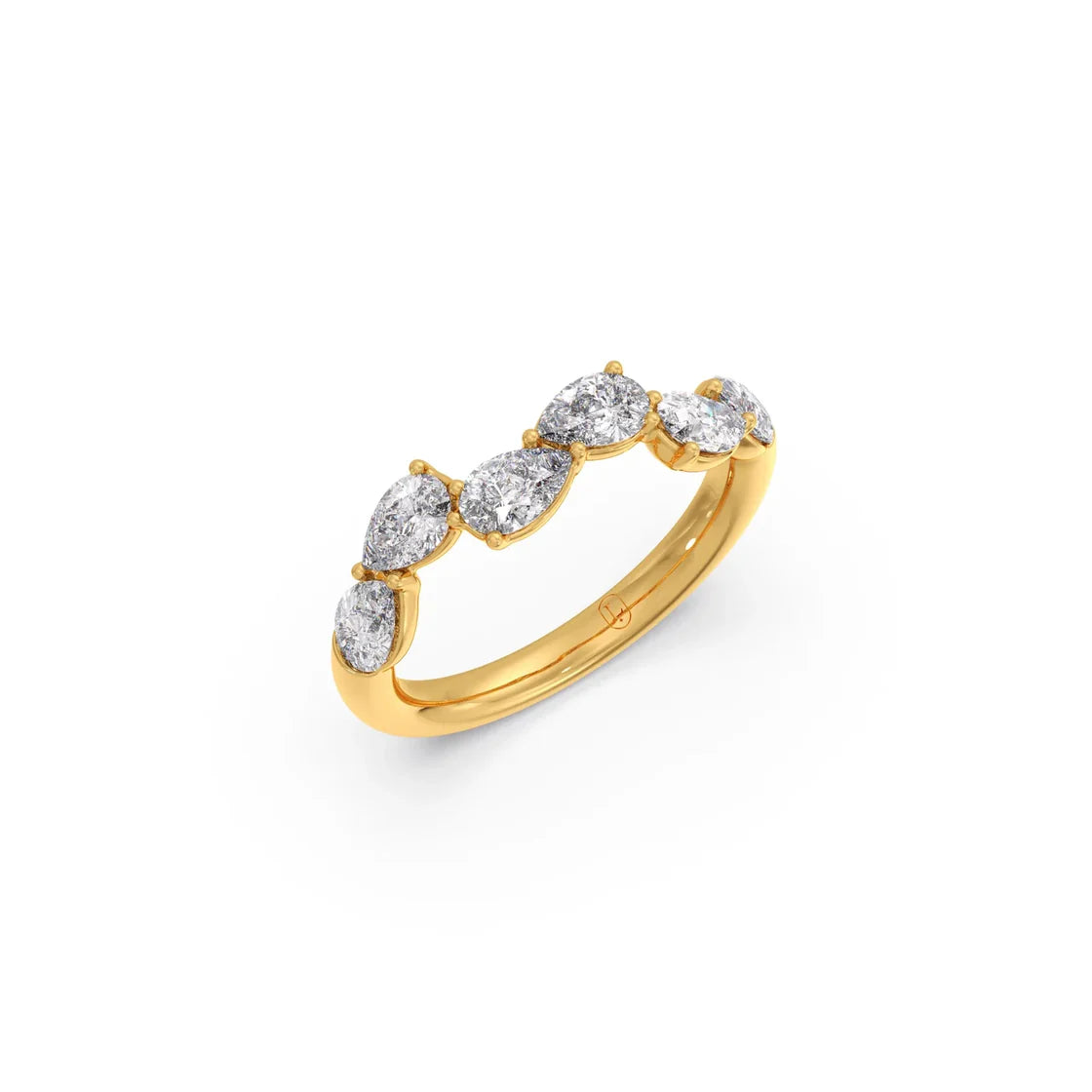 Pear & Oval Diamond Band Ring for Women – Elegant Gold Diamond Ring – Minimal & Sparkling Style