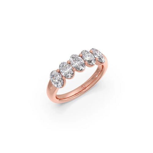5 Oval-Cut Diamond Ring in Yellow Gold