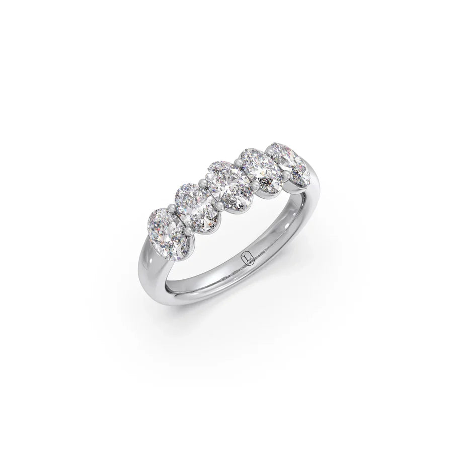 5 Oval-Cut Diamond Ring in Yellow Gold