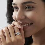 Teardrop Blue Gemstone Ring in Yellow Gold – Elegant Statement Ring with Diamonds