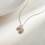 Double Round Diamond Drop Pendant Necklace in Yellow Gold