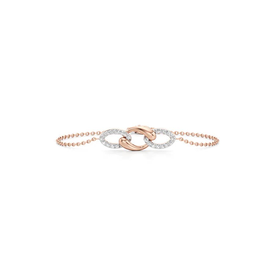Diamond Link Bracelet in Gold & White Finish – Elegant Dual-Tone Design