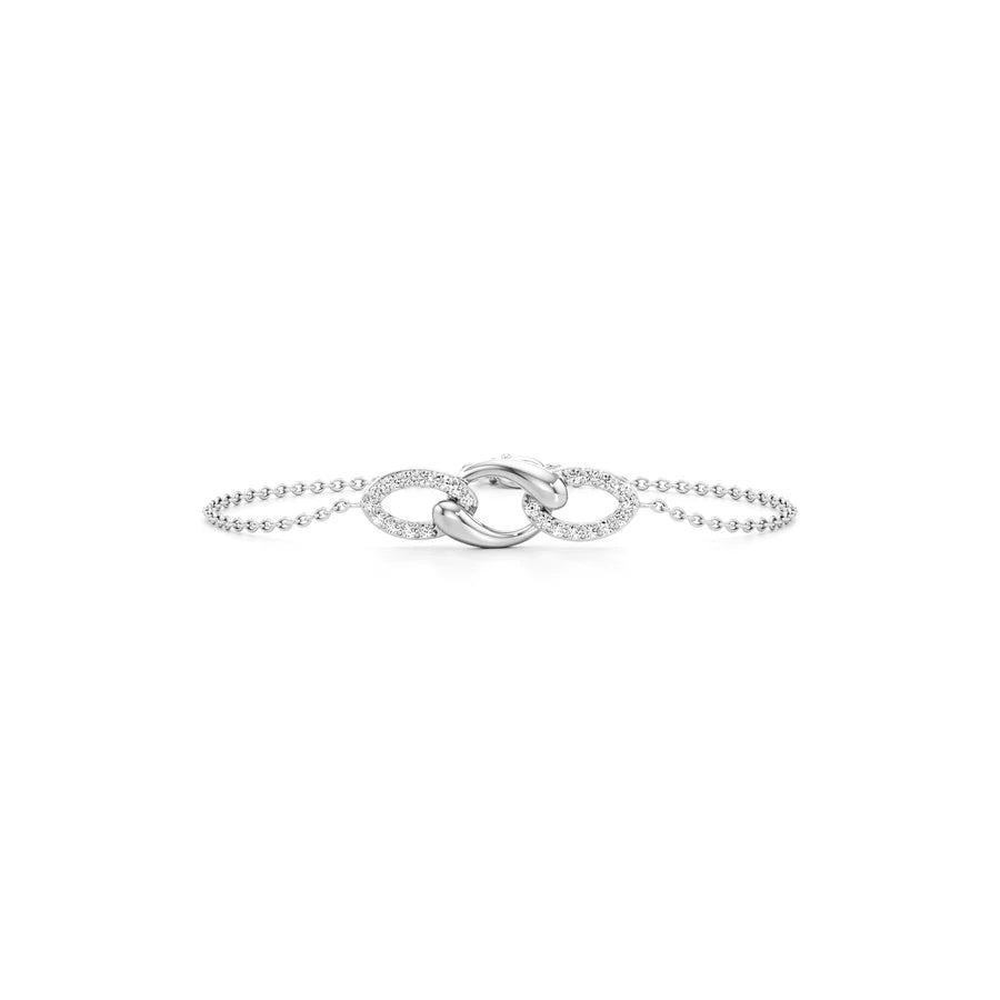 Diamond Link Bracelet in Gold & White Finish – Elegant Dual-Tone Design