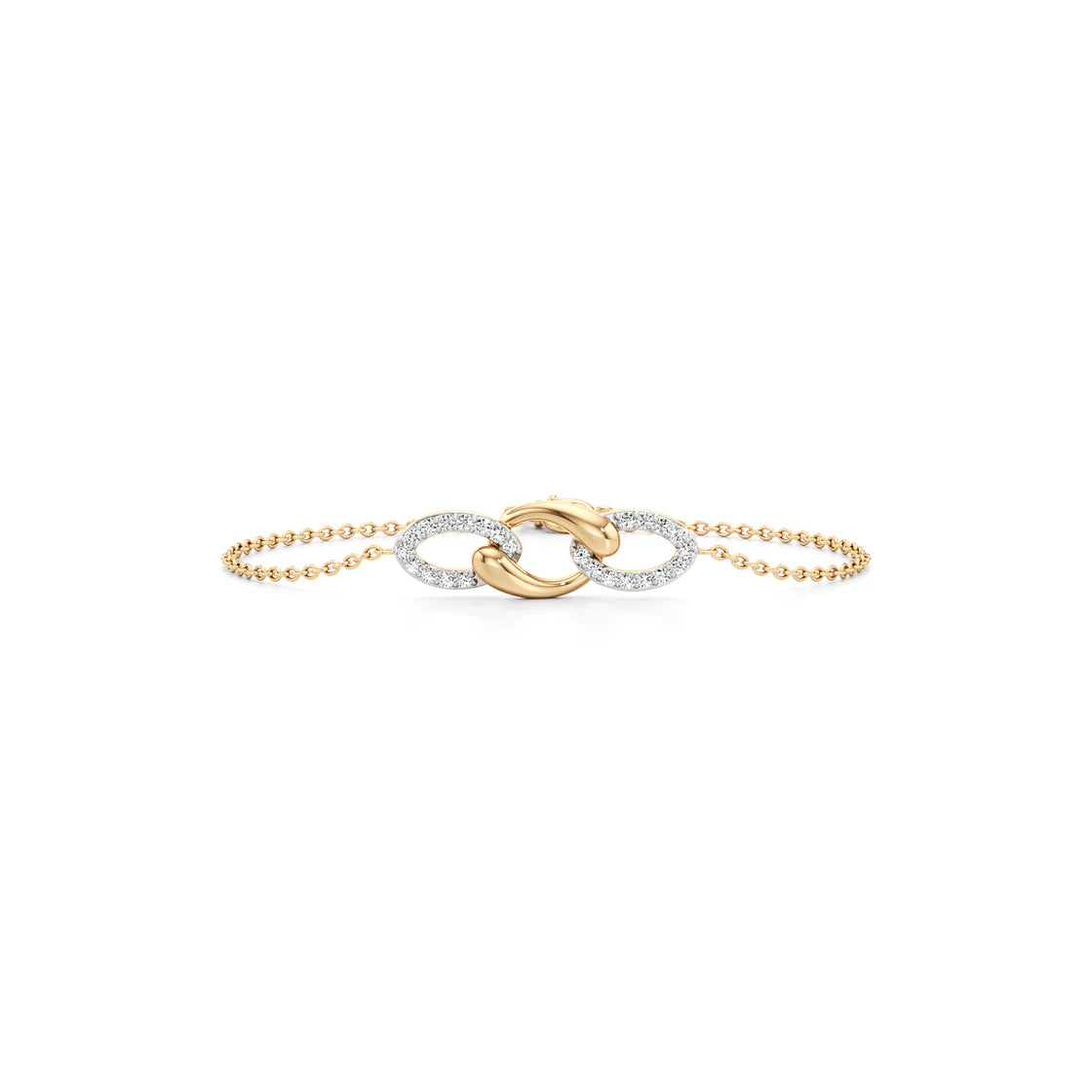 Diamond Link Bracelet in Gold & White Finish – Elegant Dual-Tone Design