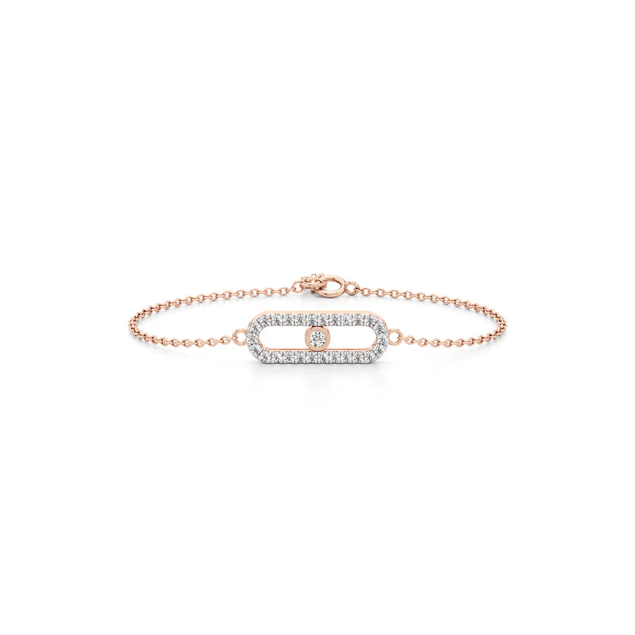 Floating Diamond Oval Bracelet in Yellow Gold – Minimalist Sparkle
