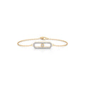 Floating Diamond Oval Bracelet in Yellow Gold – Minimalist Sparkle