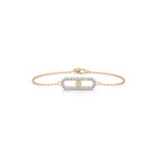 Floating Diamond Oval Bracelet in Yellow Gold – Minimalist Sparkle