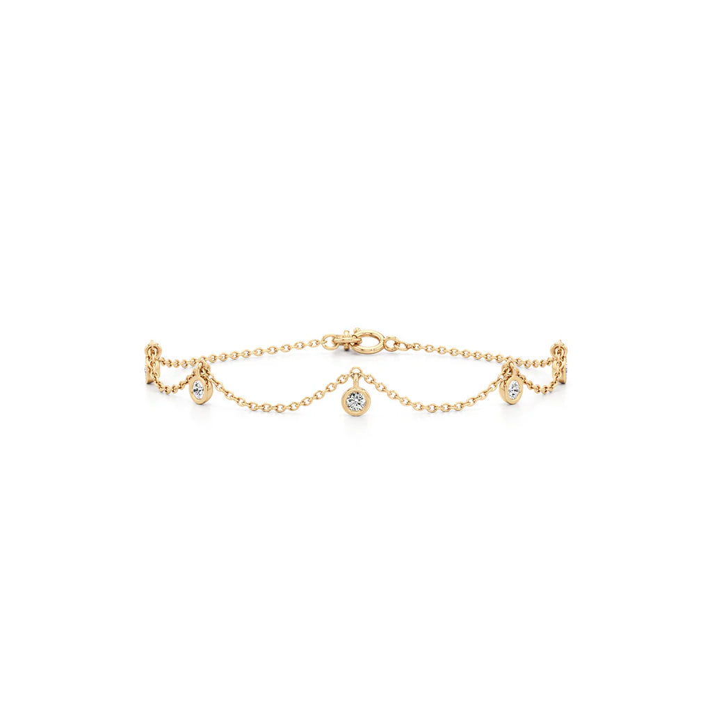 Drape Diamond Bracelet in Yellow Gold – Elegant Drop Style Chain