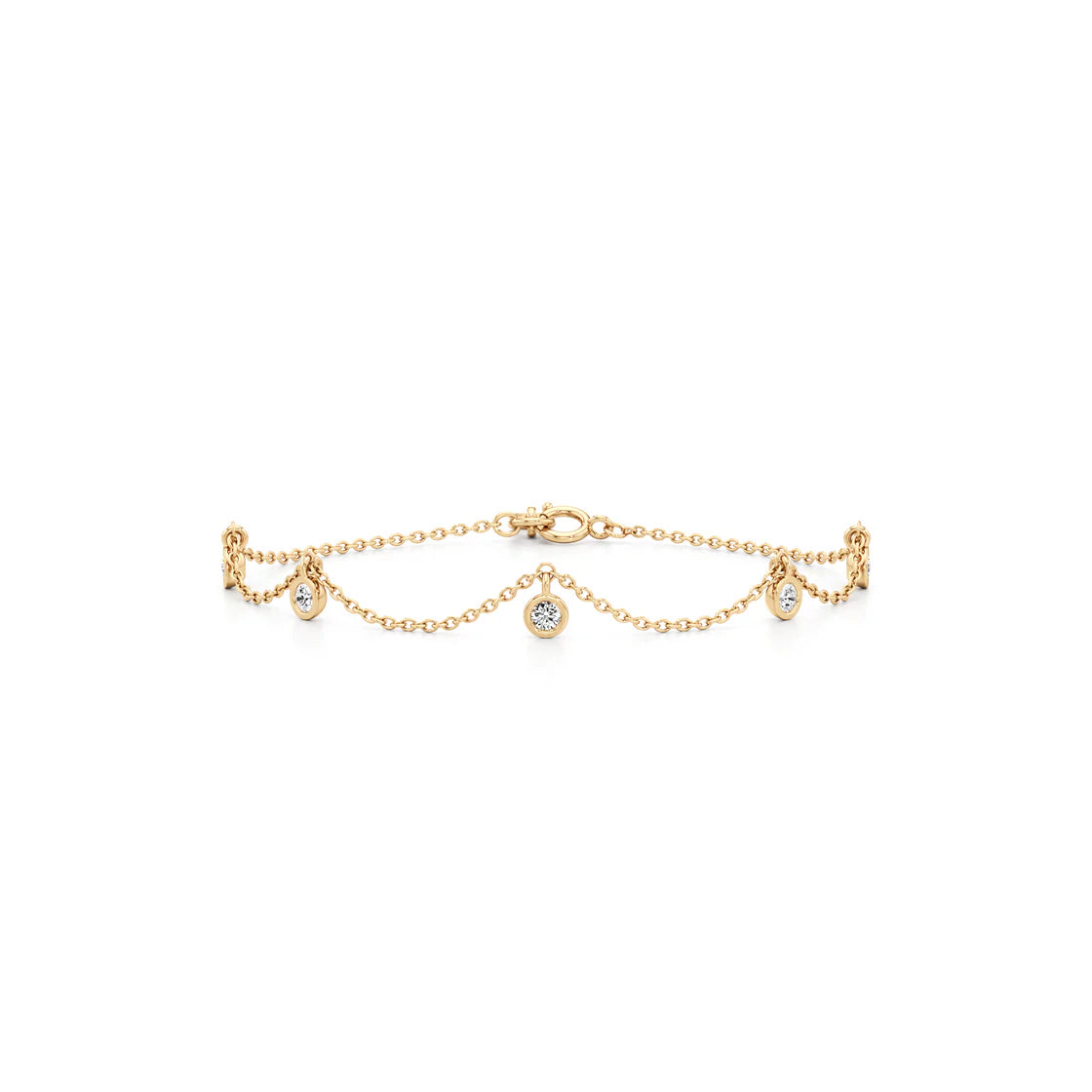 Drape Diamond Bracelet in Yellow Gold – Elegant Drop Style Chain