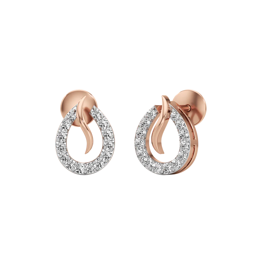 White Gold Teardrop Diamond Earrings – Modern Stud Elegance