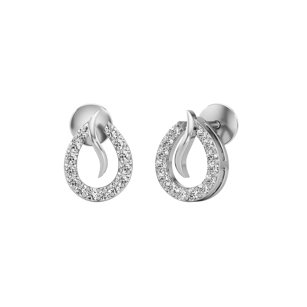 White Gold Teardrop Diamond Earrings – Modern Stud Elegance