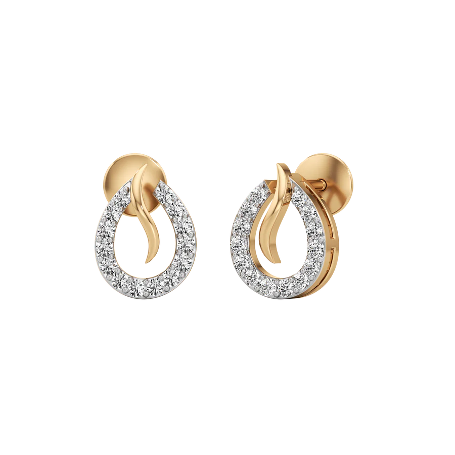 White Gold Teardrop Diamond Earrings – Modern Stud Elegance