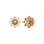 Floral Diamond Stud Earrings for Women – Gold Finish – Elegant Petal Design